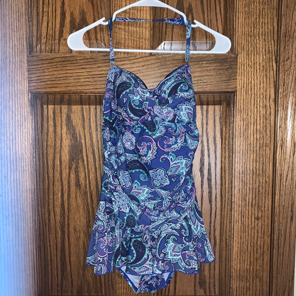 ShoreShapes Swimwear Blue/Green Ruffled Swimsuit
